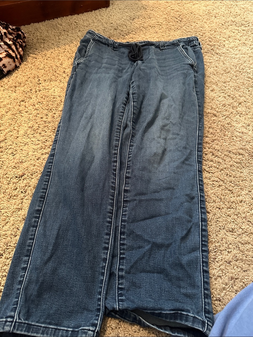 torrid Dark Blue Wide Leg Denim Jeans with Drawstring